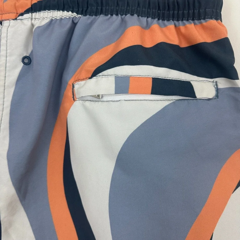 Mr Porter Mr P Swim Trunks Multicolor Wave Abstract Mesh Lined Drawstring Mens M